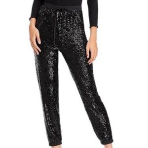 Express Black Sequin Ankle High Right Joggers